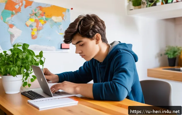 문화재수리기술자 시험 준비 중 동기 유지 방법 - A focused young adult student sitting at a neat desk in a cozy, sunlit room, wearing casual comforta...